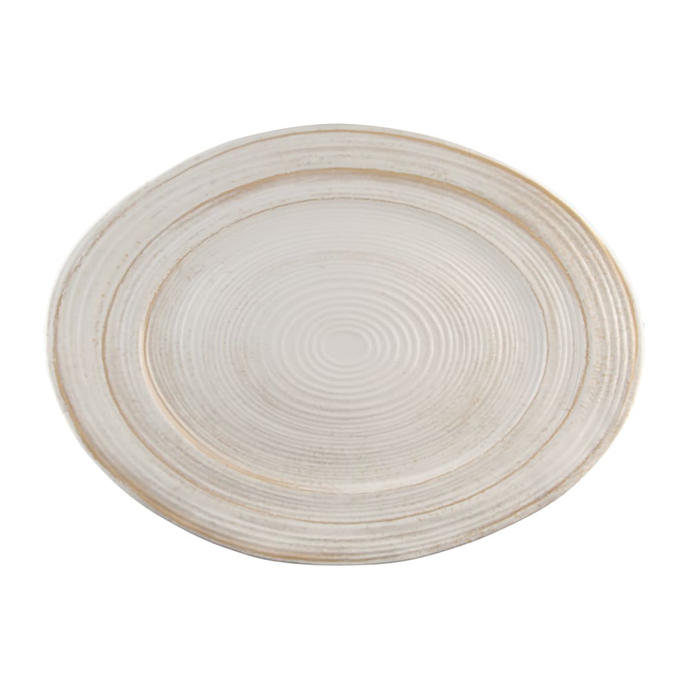 Elite Global Solutions 16 1/2" x 12" Oval Della Terra Platter - Melamine, Off White Stone (M16512OVST-OWD)