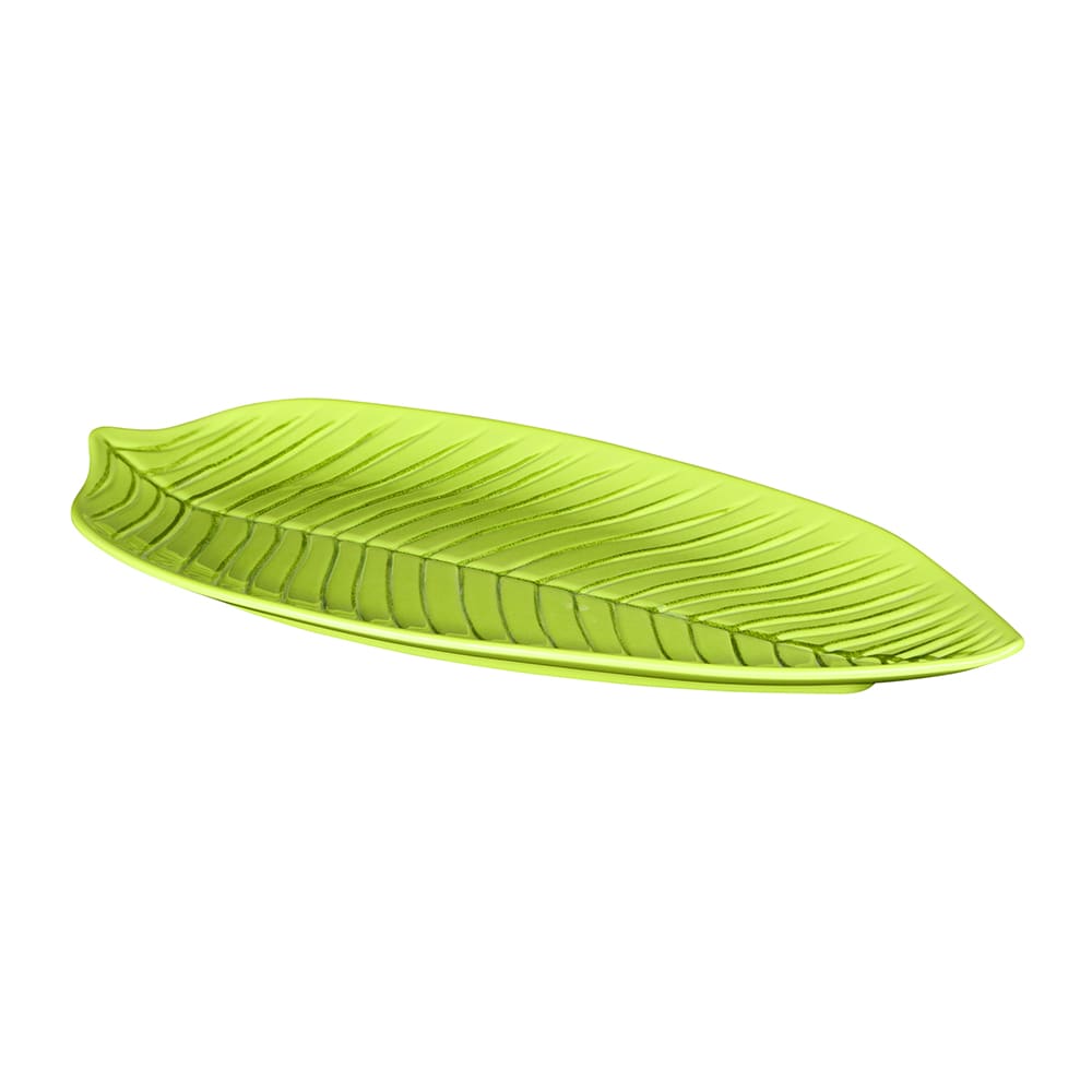 Elite Global Solutions 17 3/4" x 9 1/2" Leaf Shaped Tropicana Platter - Melamine, Green (M179PL-DG)