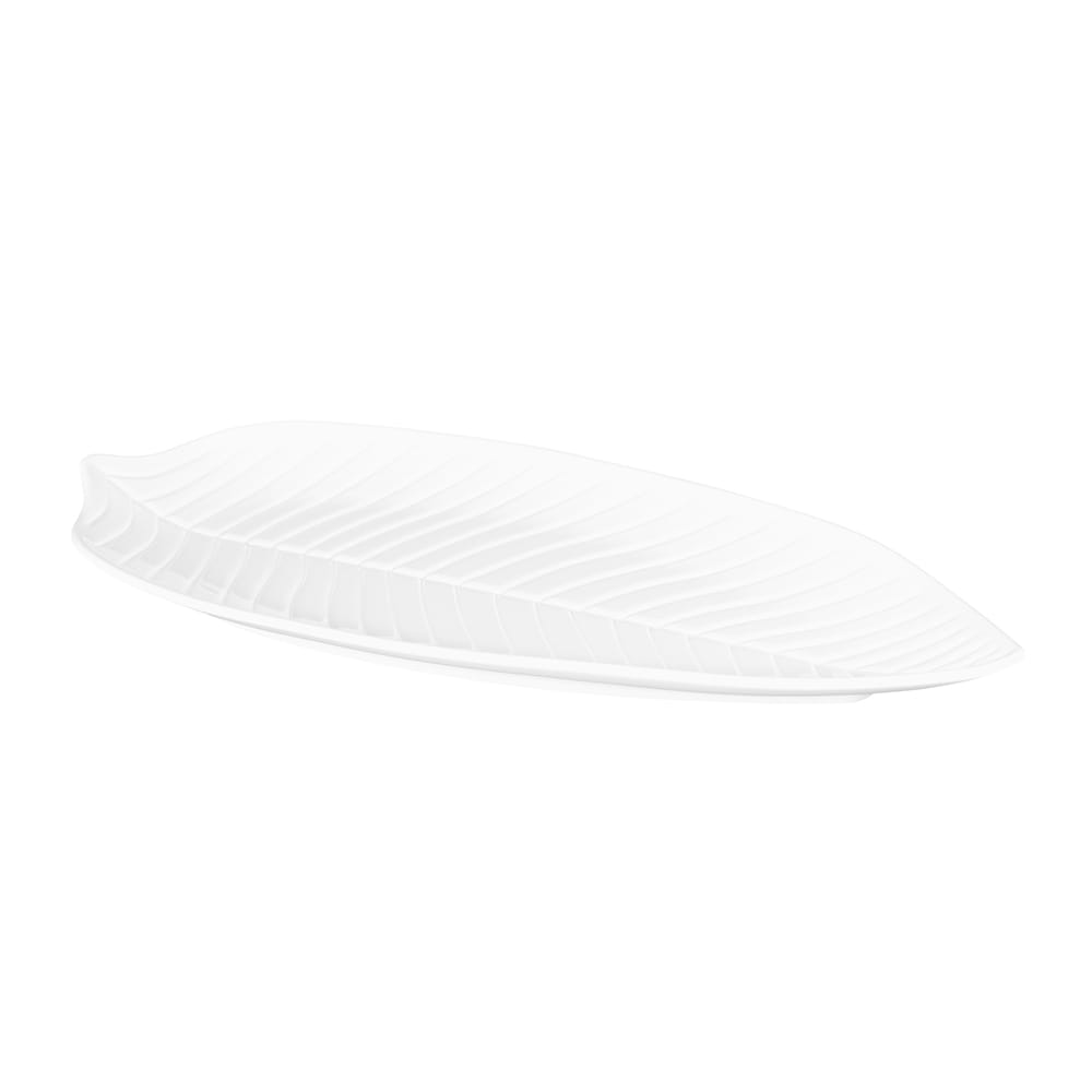 Elite Global Solutions 17 3/4" x 9 1/2" Leaf Shaped Tropicana Platter - Melamine, White (M179PL-NW)