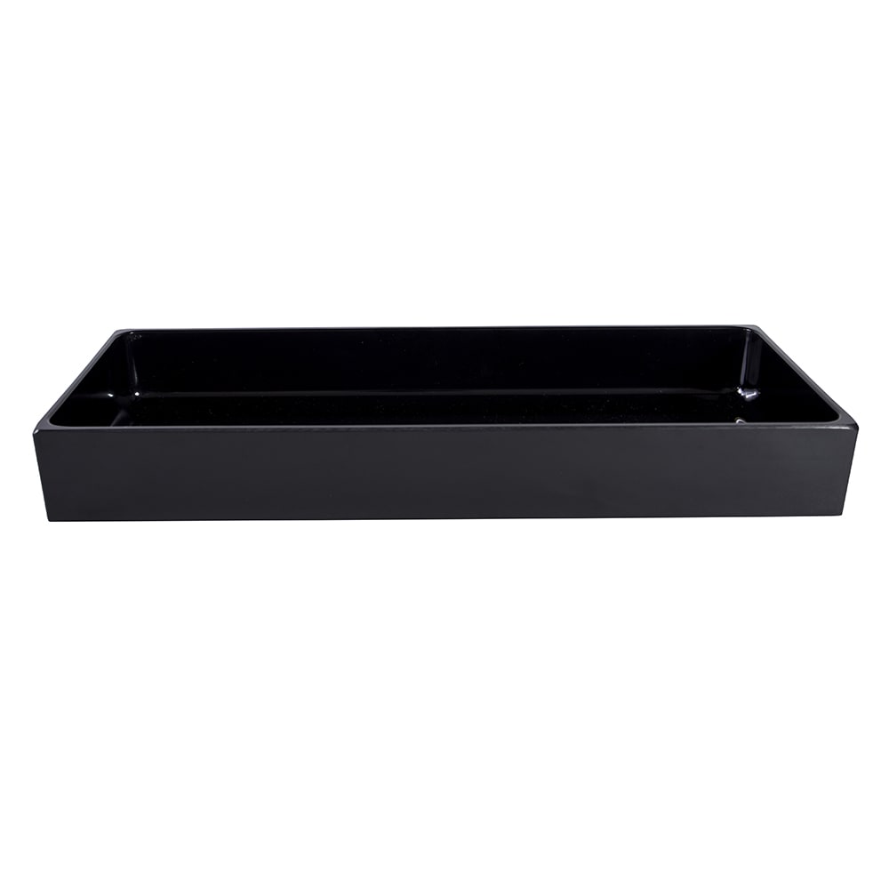 Elite Global Solutions Rectangular Modern European Food Pan - 15"L x 6"W x 1"H, Melamine, Black (M6152-B)