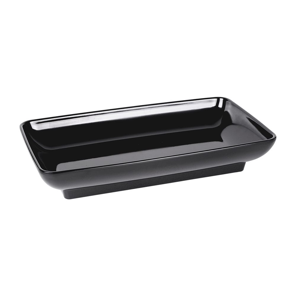 Elite Global Solutions 14 1/2" x 8 1/2" Rectangular Pappasan Platter - Melamine, Black (M85145-B)