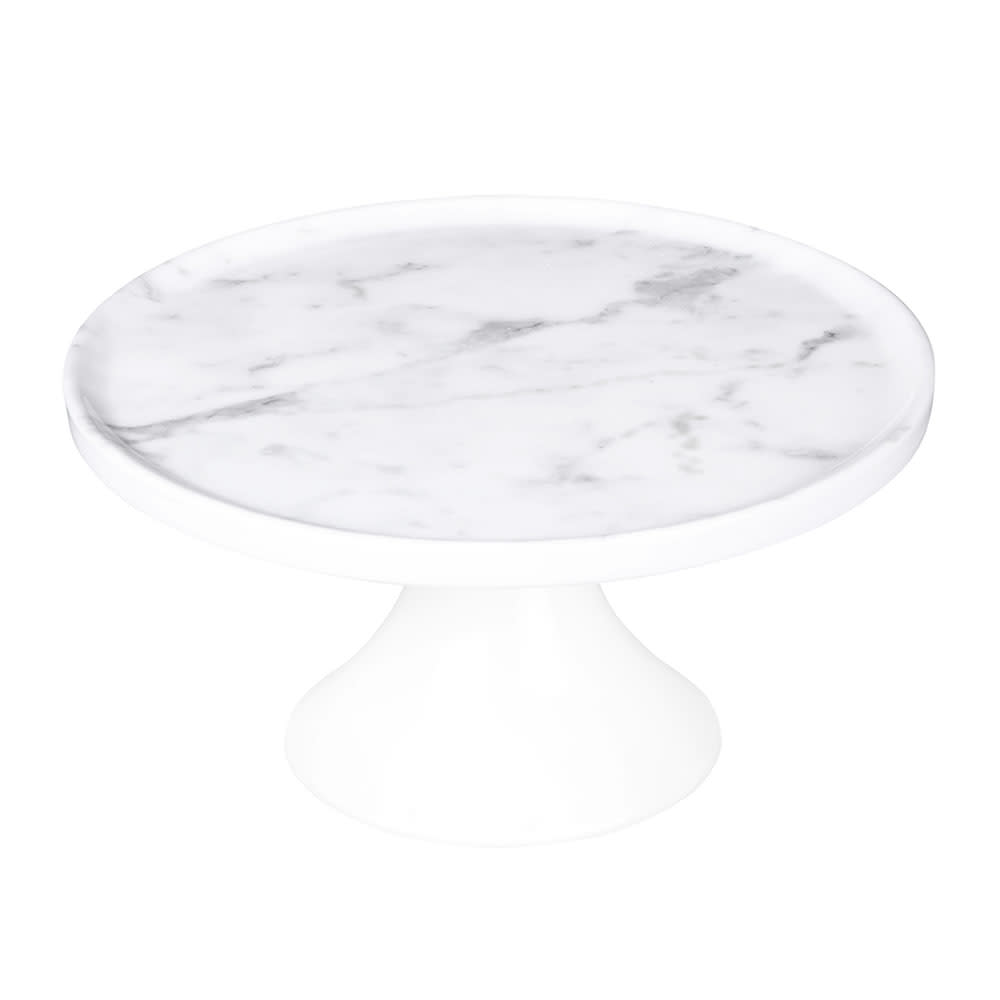 Elite Global Solutions 8" Round Sierra Plate Stand - Melamine, Faux Carrera Marble (M8RPKT-C)
