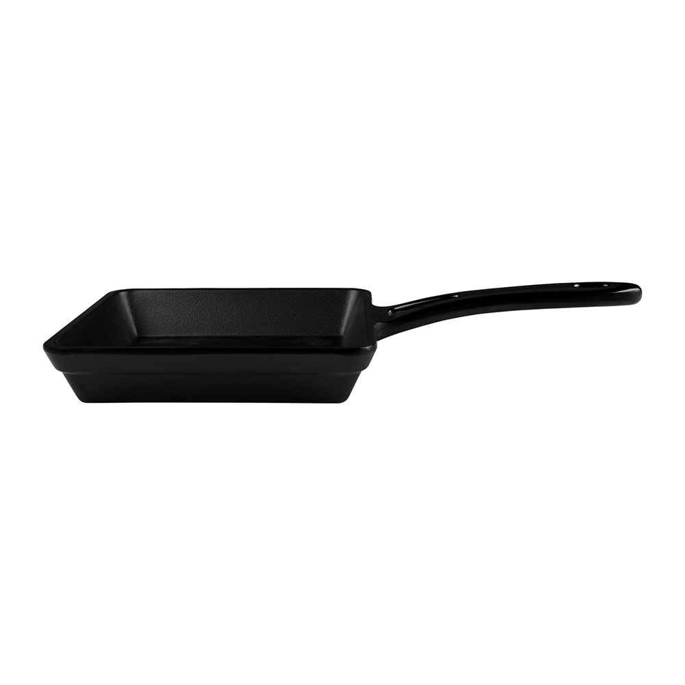 Elite Global Solutions 5 3/8" Square Illogical Faux Cast Iron Fry Pan w/ Handle - Melamine, Black (MFP55-B)