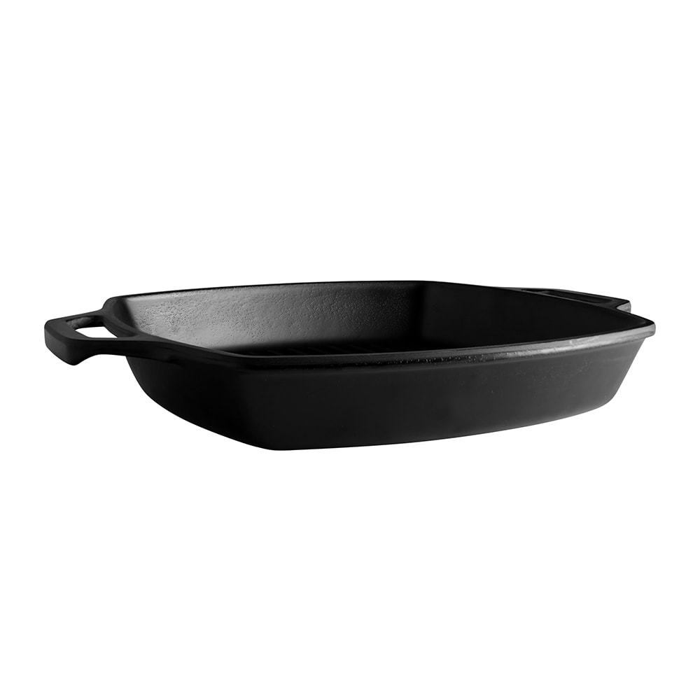 Elite Global Solutions 13" x 10 1/2" Square Faux Cast Iron Serving Skillet w/ Handles - Melamine, Black (MGP13-B)