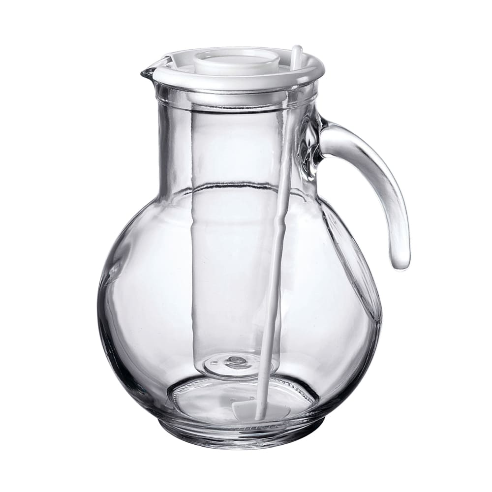 Steelite 4923Q140 72 oz Glass Pitcher w/ Ice Chamber & Stirrer, White