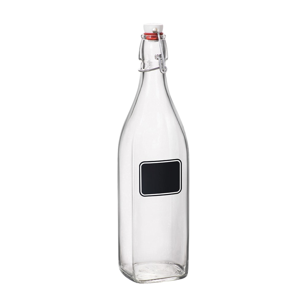 Steelite 4953Q815 17 oz Chalkboard Swing Top Bottle - Glass, Clear