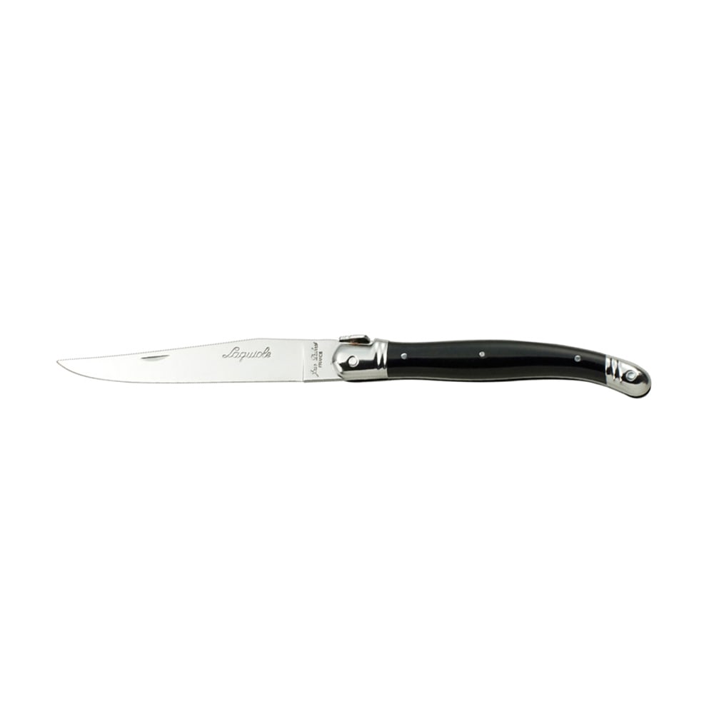 Laguiole 9" Laguiole Black Sharpened Steak Knife w/ Curved Plastic Handle, Stainless (5392S079)