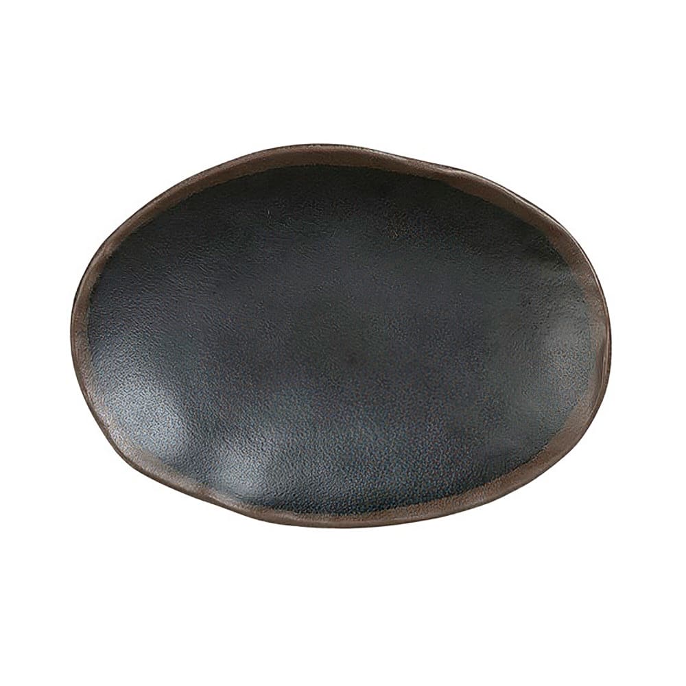 Steelite 7199TM008 9 1/2" x 6 3/4" Oval Melamine Plate - Grey Stone