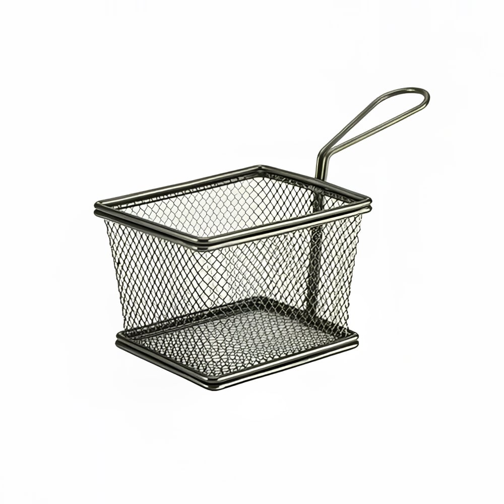 Steelite GWSVB1210BK Rectangular Serving Fry Basket - 5" x 4" x 3 1/3", Stainless Steel, Black