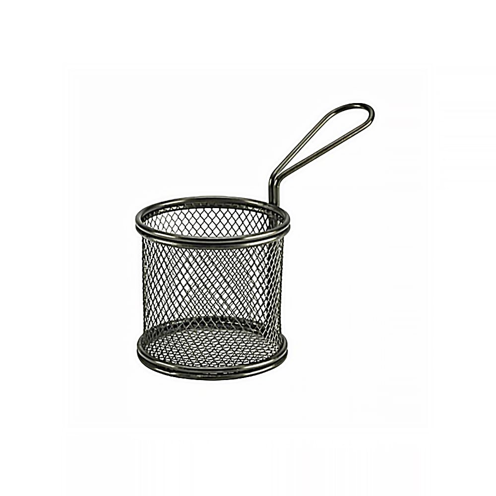 Steelite GWSVBR09BK 3 5/8" Round Serving Fry Basket - Stainless Steel, Black