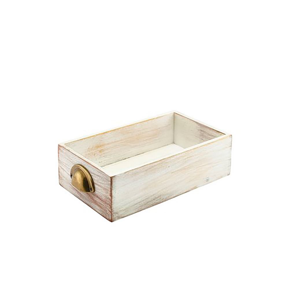 Steelite GWWDD-3218W Display Drawers GN 1/3 with Vintage Brass Handle - Acacia Wood, White Wash