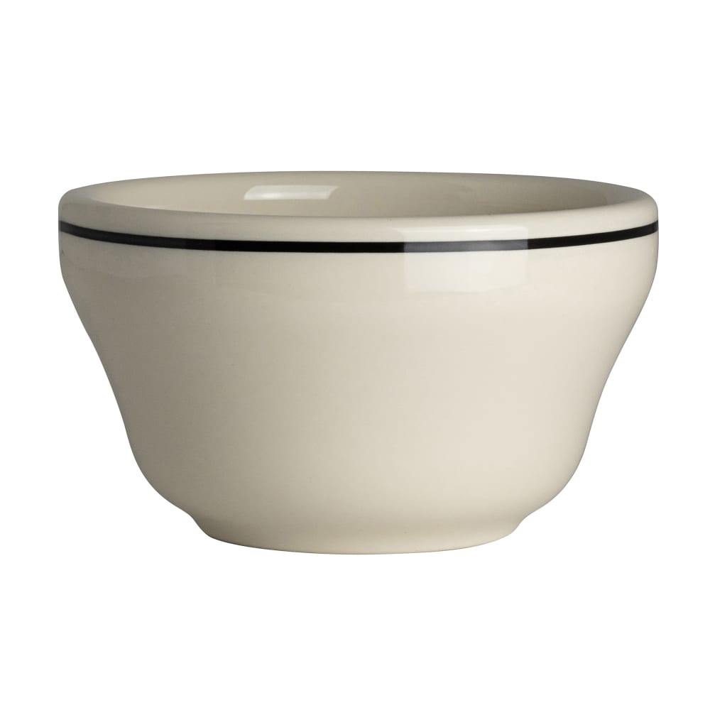 Homer Laughlin HL1011743 7 1/2 oz Round Black Line Bouillon Cup - China, Ivory