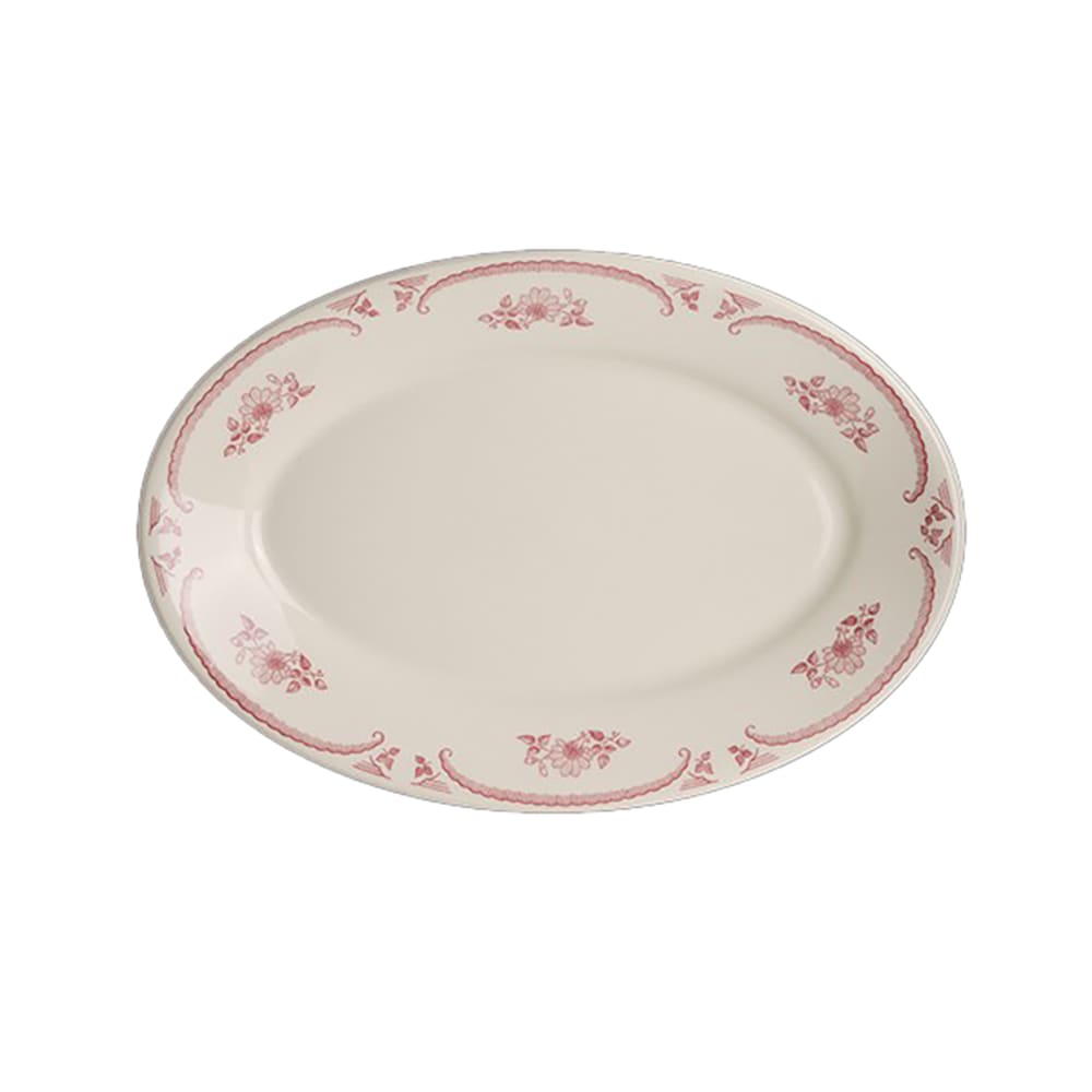 Homer Laughlin HL1542 10 1/2" x 7 1/4" Oval American Rose Platter - China, Rose