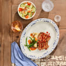 Homer Laughlin HL1575035 13 3/8" x 9 1/4" Oval American Rose Platter - China, Blue thumbnail 3