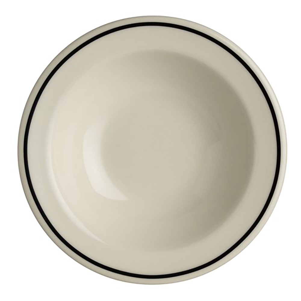 Homer Laughlin HL1701743 9 oz Round Black Line Grapefruit Bowl - China, Ivory