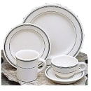 Homer Laughlin HL1951 14 oz Round Green Band Nappy Bowl - China, White thumbnail 2