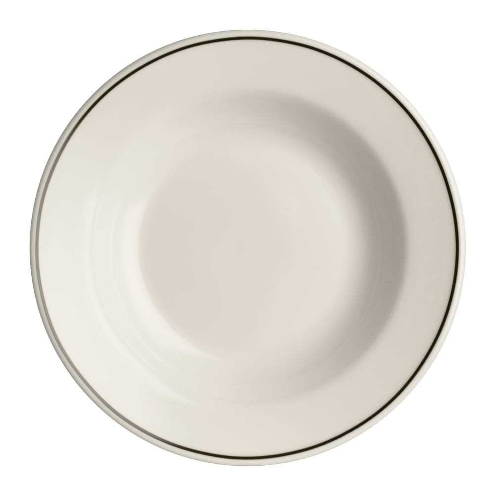 Homer Laughlin HL2531743 12 3/4 oz Round Black Line Soup Bowl - China, Ivory