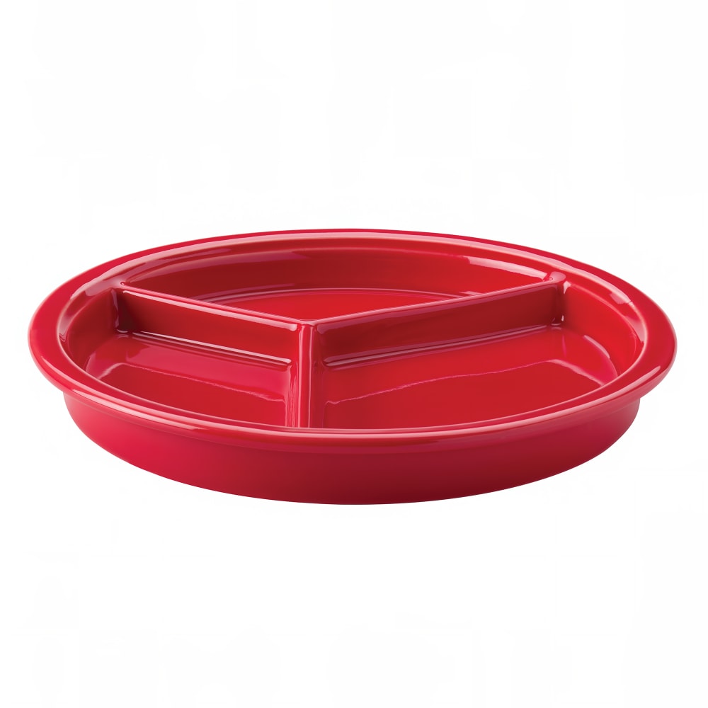 Hall China 9 1/16" Round Divided Plate w/ (3) Compartments - China, Scarlet (HL31901326)