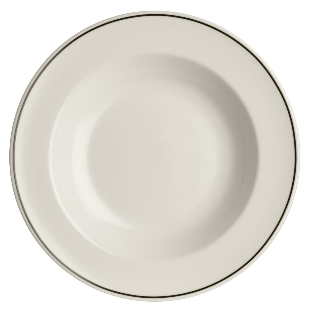 Homer Laughlin HL3801743 20 oz Round Black Line Pasta Bowl - China, Ivory