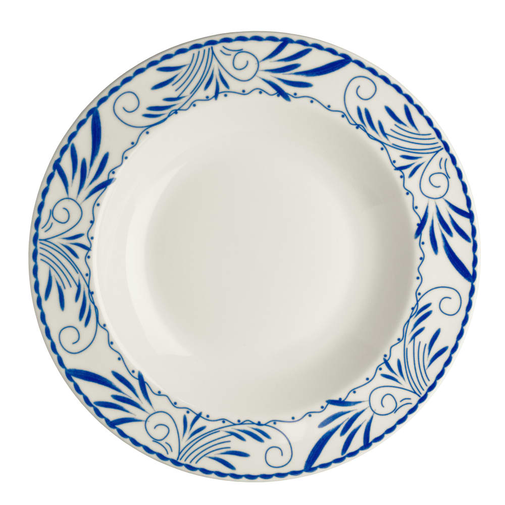 Homer Laughlin HL38041008 20 oz Round Blue Mex Pasta Bowl - China, Ivory