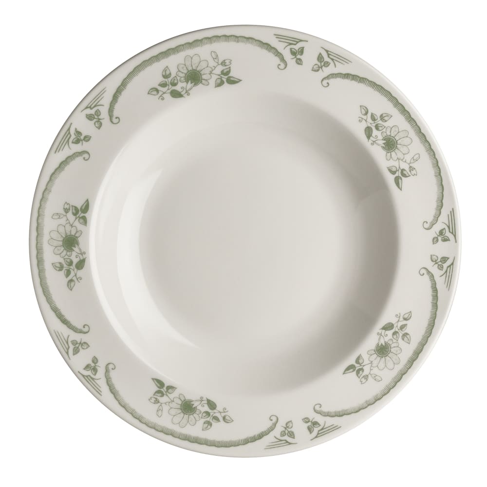 Homer Laughlin HL3809885 20 oz Round American Rose Pasta Bowl - China, Moss