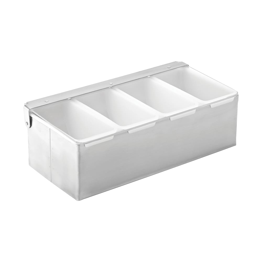Steelite UF91102 (4) Compartment Bar Garnish Tray - Flat Hinged Lid