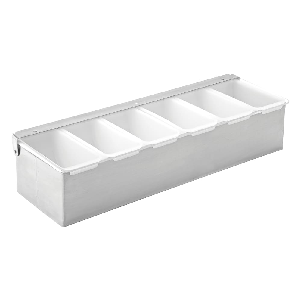 Steelite UF91104 (6) Compartment Bar Garnish Tray - Flat Hinged Lid
