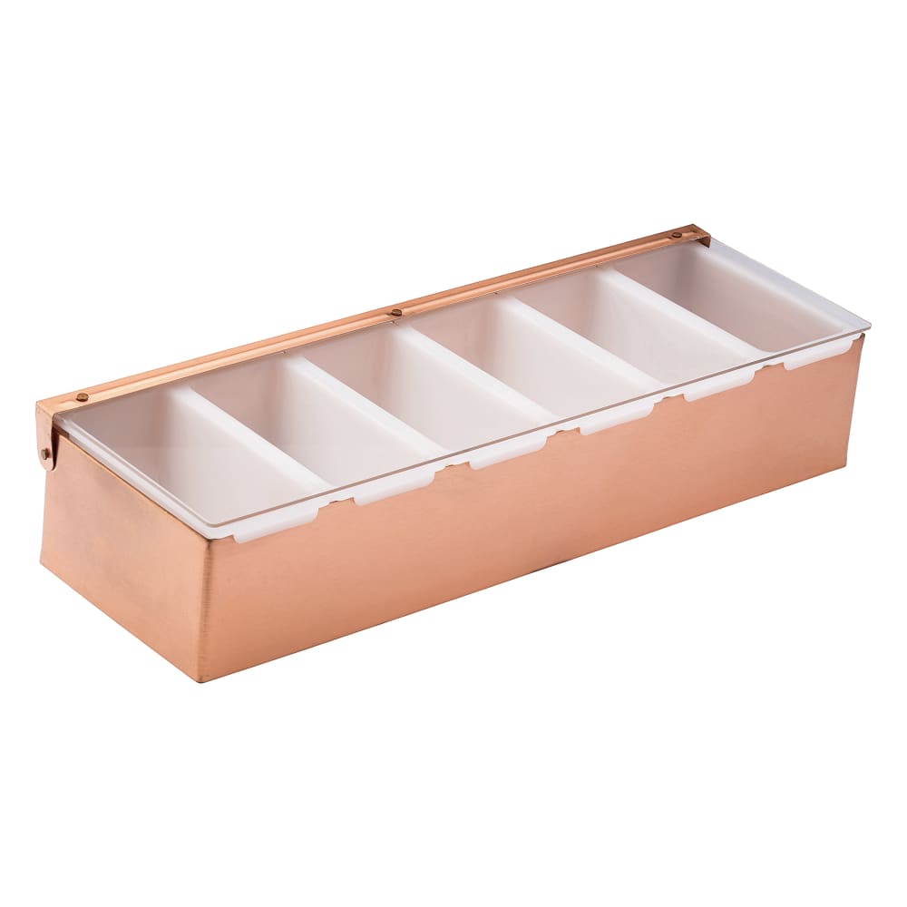 Steelite UF91162 (6) Compartment Bar Garnish Tray - Flat Hinged Lid
