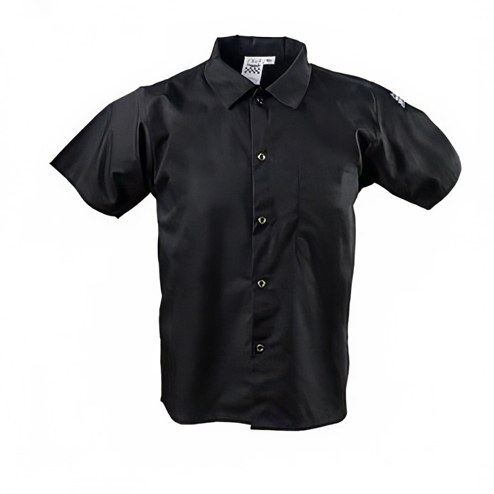 Chef Revival Chef's Shirt w/ Short Sleeves - Poly/Cotton, Black, 4X (CS006BK-4X)