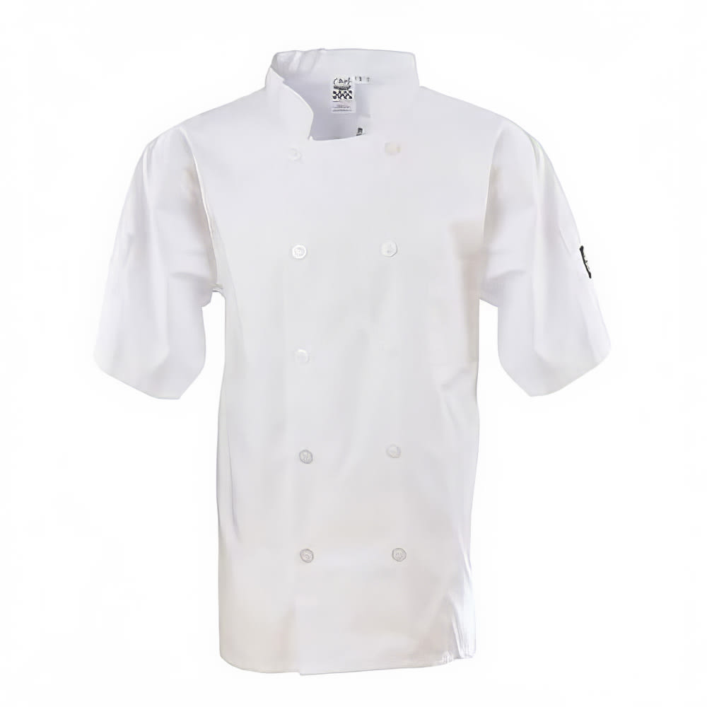 Chef Revival Chef's Jacket w/ Short Sleeves - Poly/Cotton, White, X-Small (J105-XS)