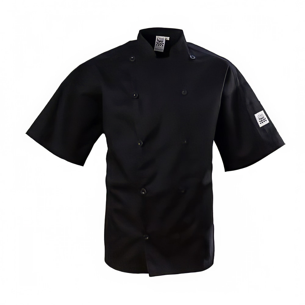 Chef Revival Chef's Jacket w/ Short Sleeves - Poly/Cotton, Black, 3X (J109BK-3X)
