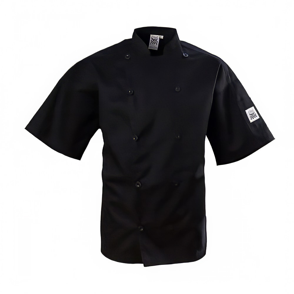 Chef Revival Chef's Jacket w/ Short Sleeves - Poly/Cotton, Black, X-Small (J109BK-XS)