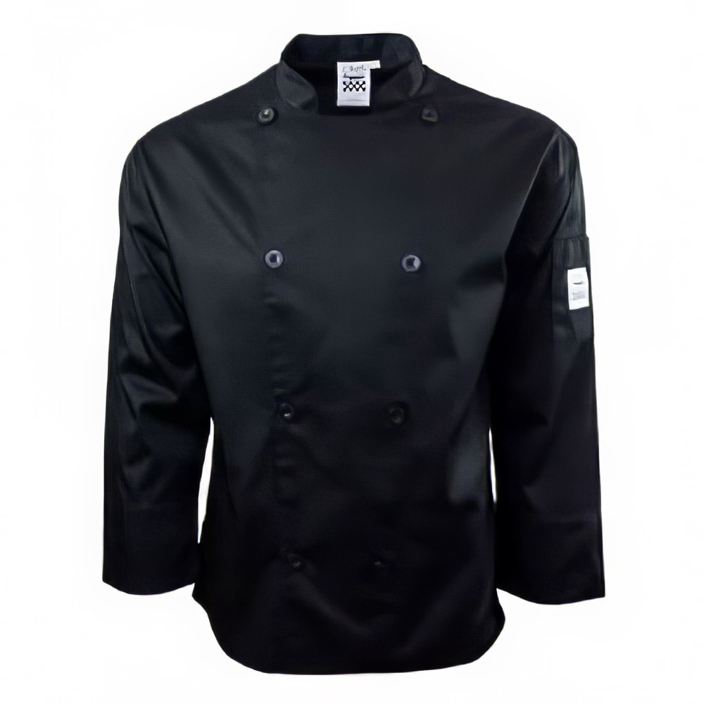 Chef Revival Chef's Jacket w/ Long Sleeves - Poly/Cotton, Black, Medium (J200BK-M)