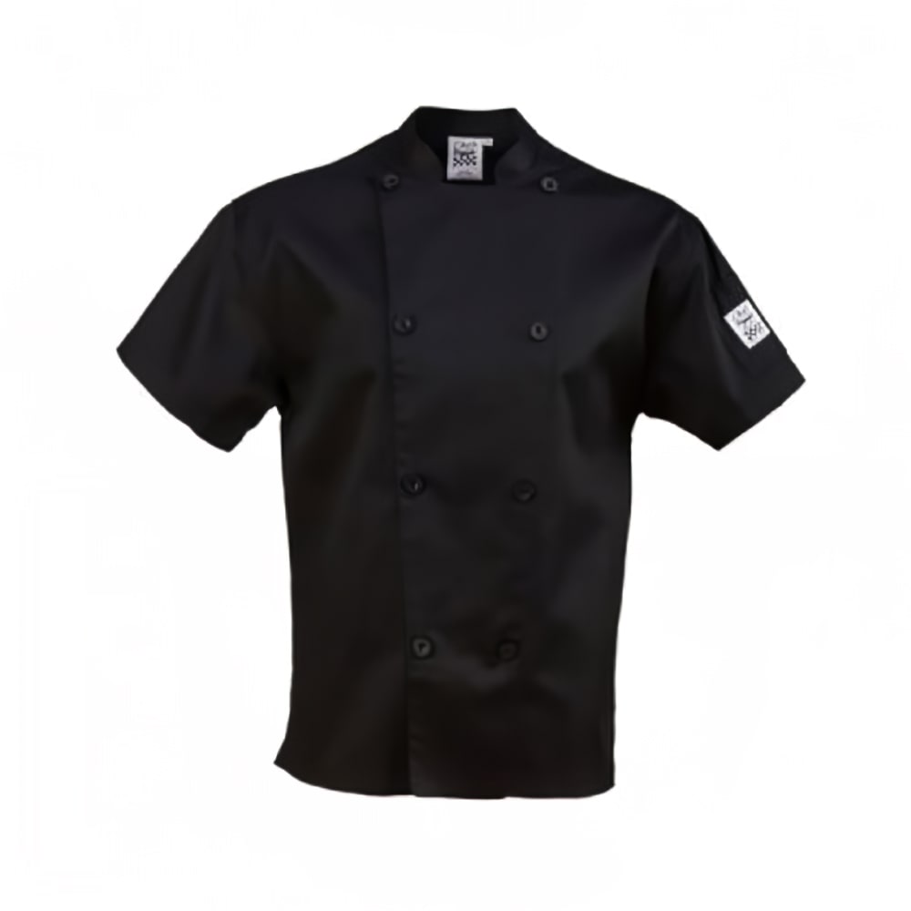 Chef Revival Chef's Jacket w/ Short Sleeves - Poly/Cotton, Black, Small (J205BK-S)