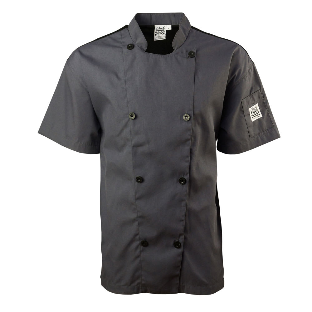 Chef Revival Short Sleeve Double Breasted Jacket, X-Large, Pewter Grey (J205GR-XL)