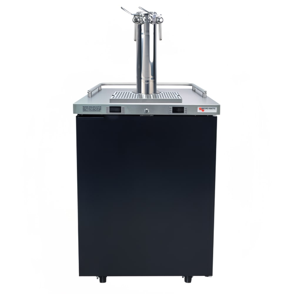 Micro Matic MDD23W-E-A 25" Dual Zone Wine Dispenser w/ (4) 1/6 Size Keg Capacity - (1) Column & (2) Taps, Black, 115v