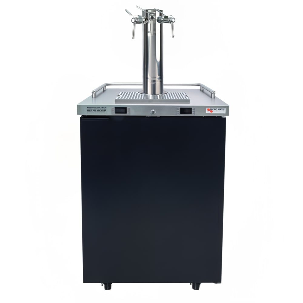Micro Matic MDD23W-E-B 25" Dual Zone Wine Dispenser w/ (4) 1/6 Size Keg Capacity - (1) Column & (3) Taps, Black, 115v