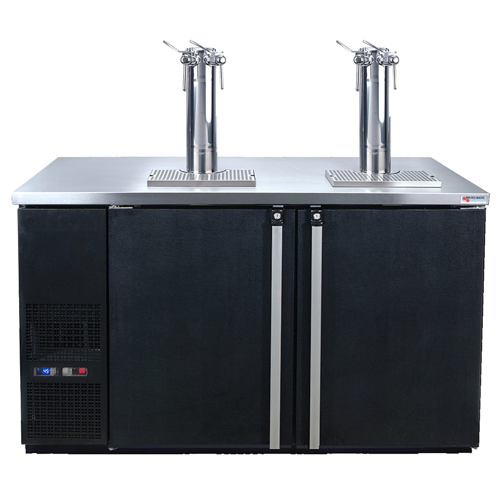 Micro Matic MDD58W-E-A 59 1/2" Dual Zone Wine Dispenser w/ (8) 1/6 Size Keg Capacity - (2) Columns & (4) Taps, Black, 115v