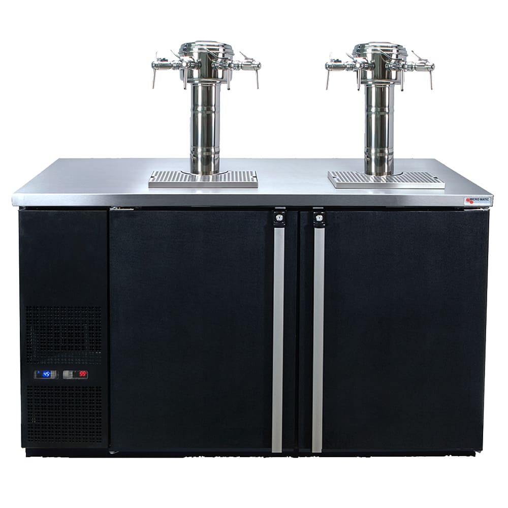 Micro Matic MDD58W-E-E 59 1/2" Dual Zone Wine Dispenser w/ (8) 1/6 Size Keg Capacity - (2) Columns & (8) Taps, Black, 115v