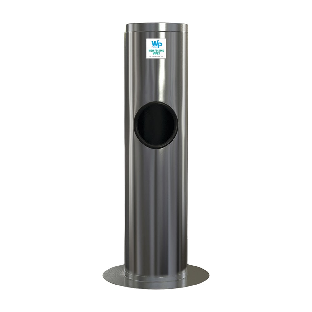 WipesPlus 38007 Wipe Dispensing Stand w/ Waste Bin - 13 1/2" x 37", Silver