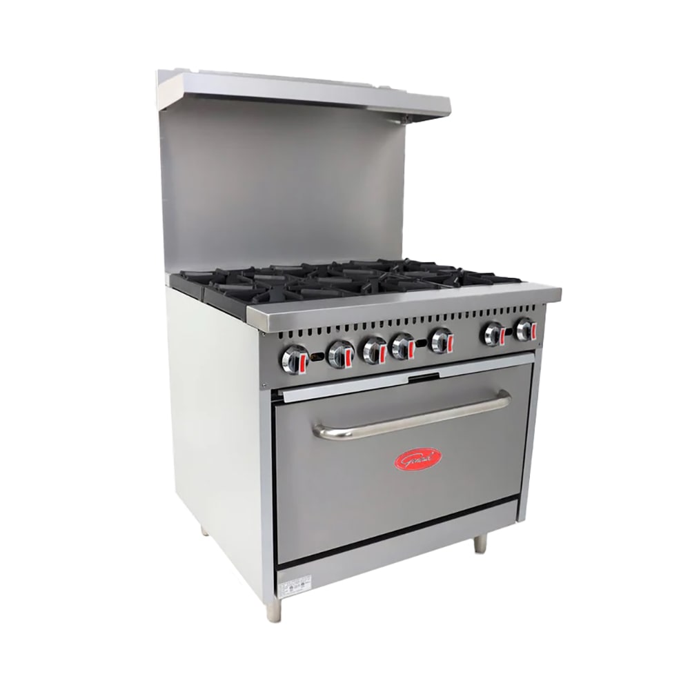 General GR6-36LP 36" 6 Burner Gas Range w/ Standard Oven, Liquid Propane