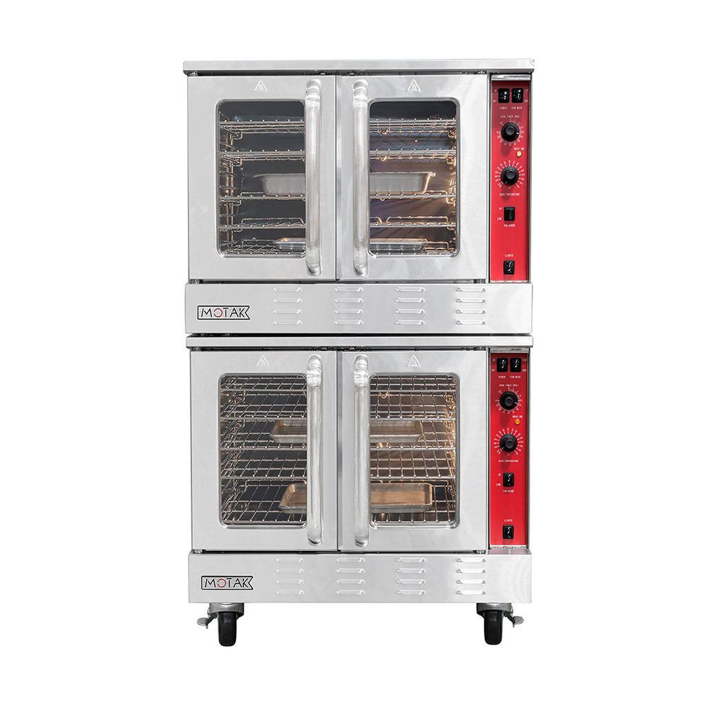 MoTak MDCO-2-DBL-N Bakery Depth Double Full Size Convertible Gas Convection Oven - 108,000 BTU