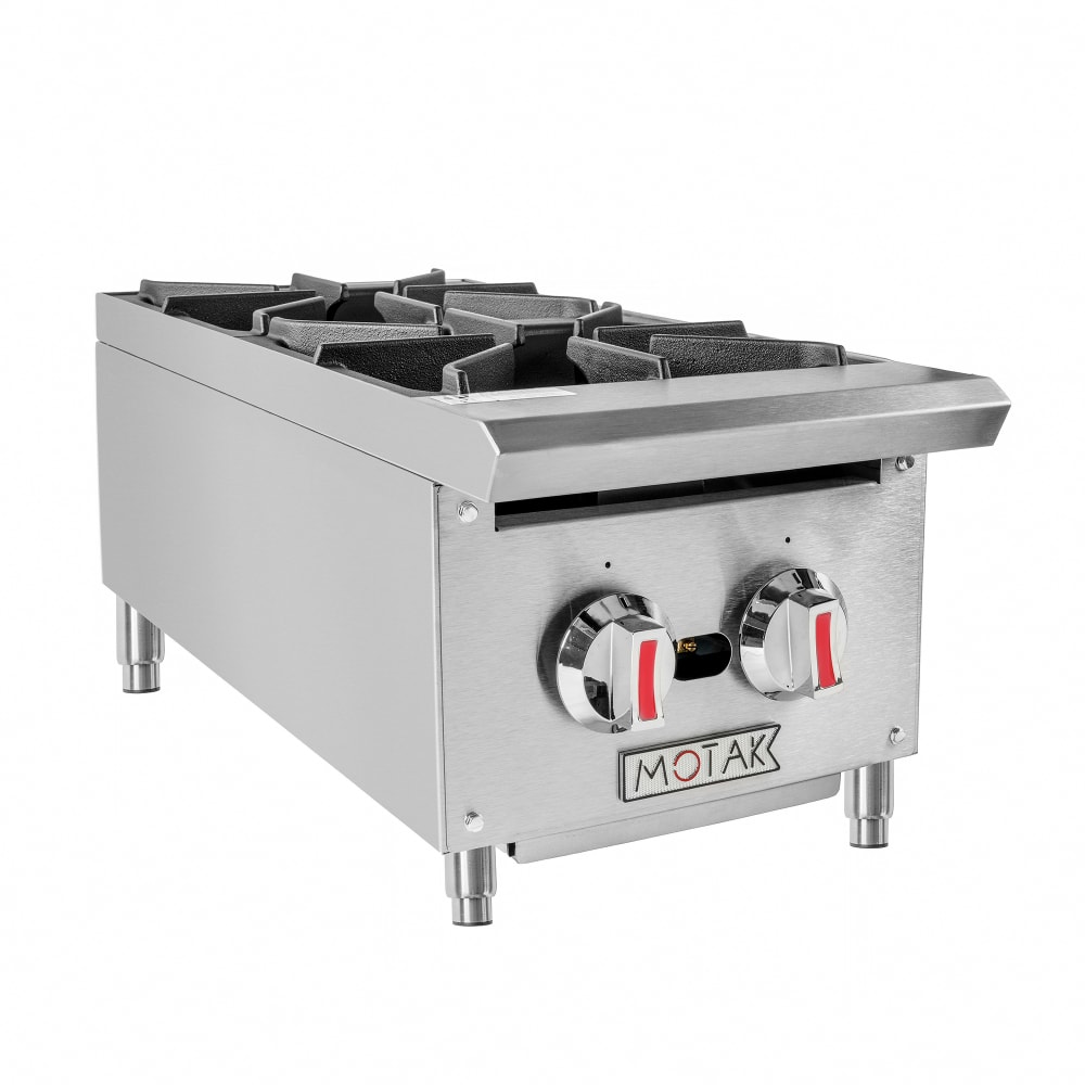 MoTak MHP12 12" Gas Hotplate w/ (2) Burners & Manual Controls, Convertible