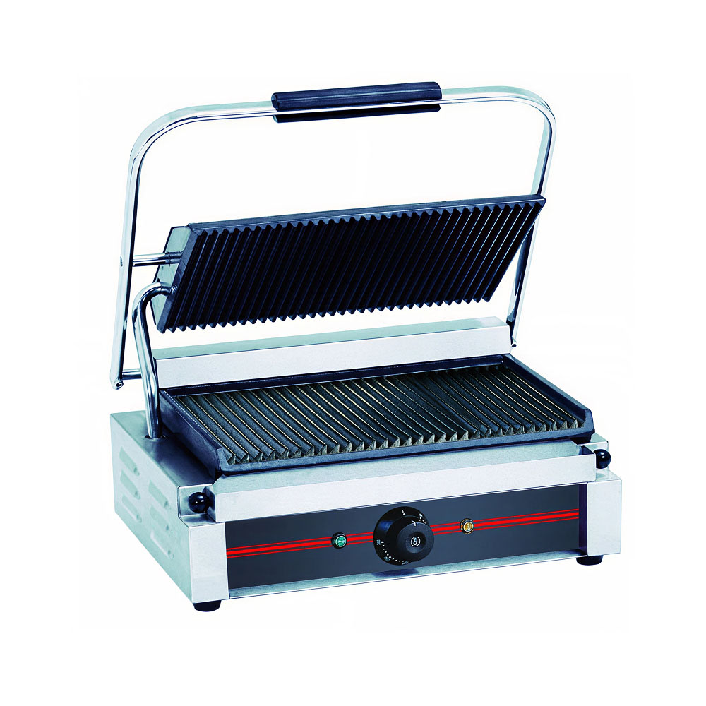 MoTak MPS11 Single Commercial Panini Press w/ Cast Iron Grooved Plates - 120v/1ph