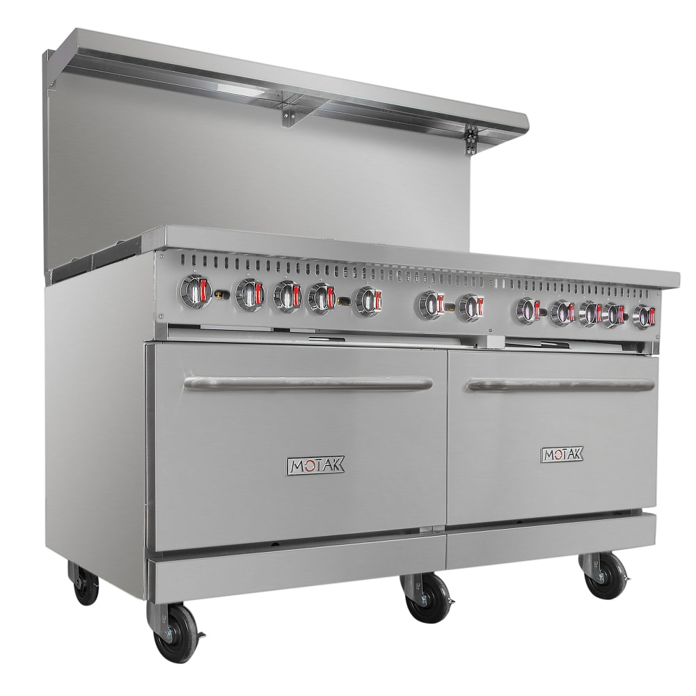 MoTak MR10-C-S (3) 60" 10 Burner Gas Range - (2) Standard Ovens, Convertible