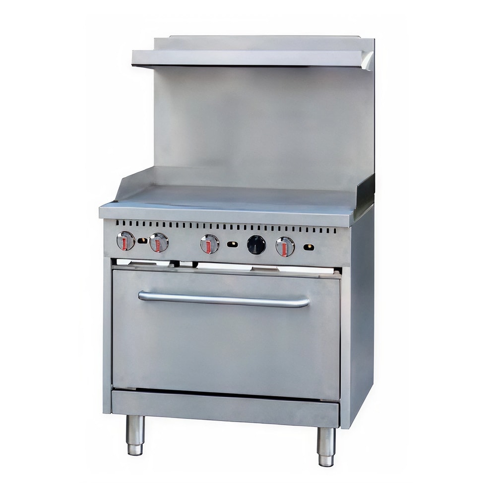MoTak MRS36-G36 36" Gas Range w/ Full Griddle - (1) Standard Oven, Convertible