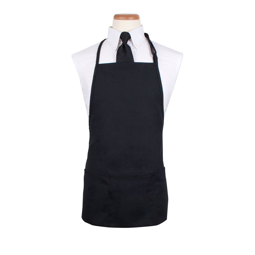 Chef Revival 3 Pocket Bib Apron - 26" x 23", Polyester, Black (3PBIABKFP)