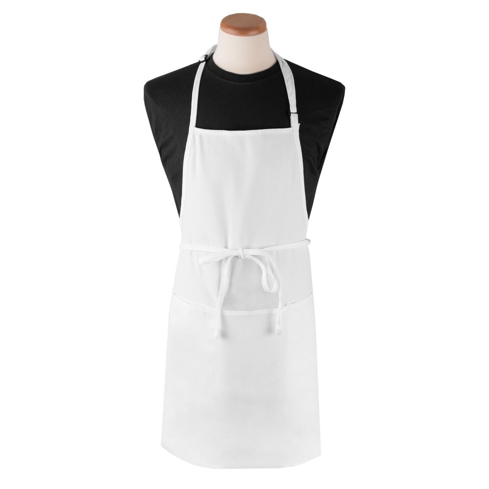 Chef Revival 3 Pocket Bib Apron - 26" x 31", Polyester, White (3PBIAELWH)