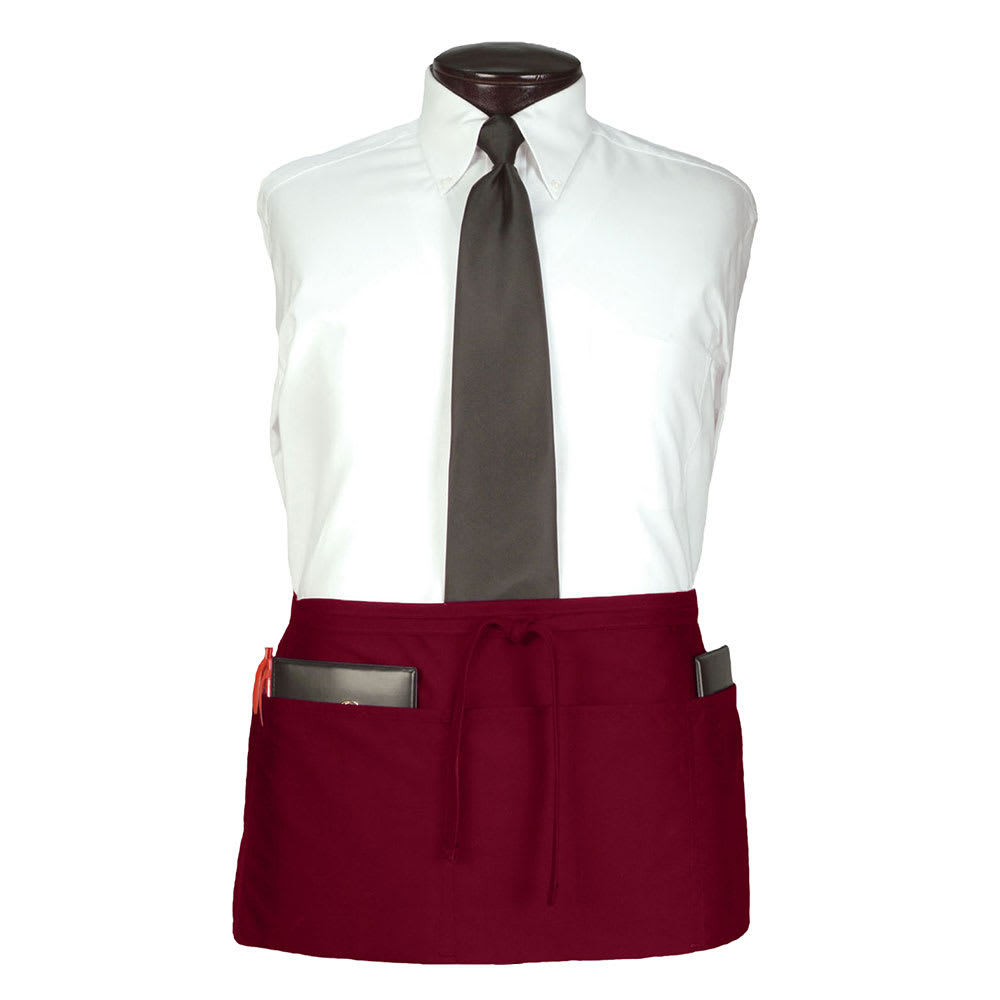 Chef Revival 3 Pocket Waist Apron - 25" x 11", Polyester, Burgundy (CL3PWACBG-1)
