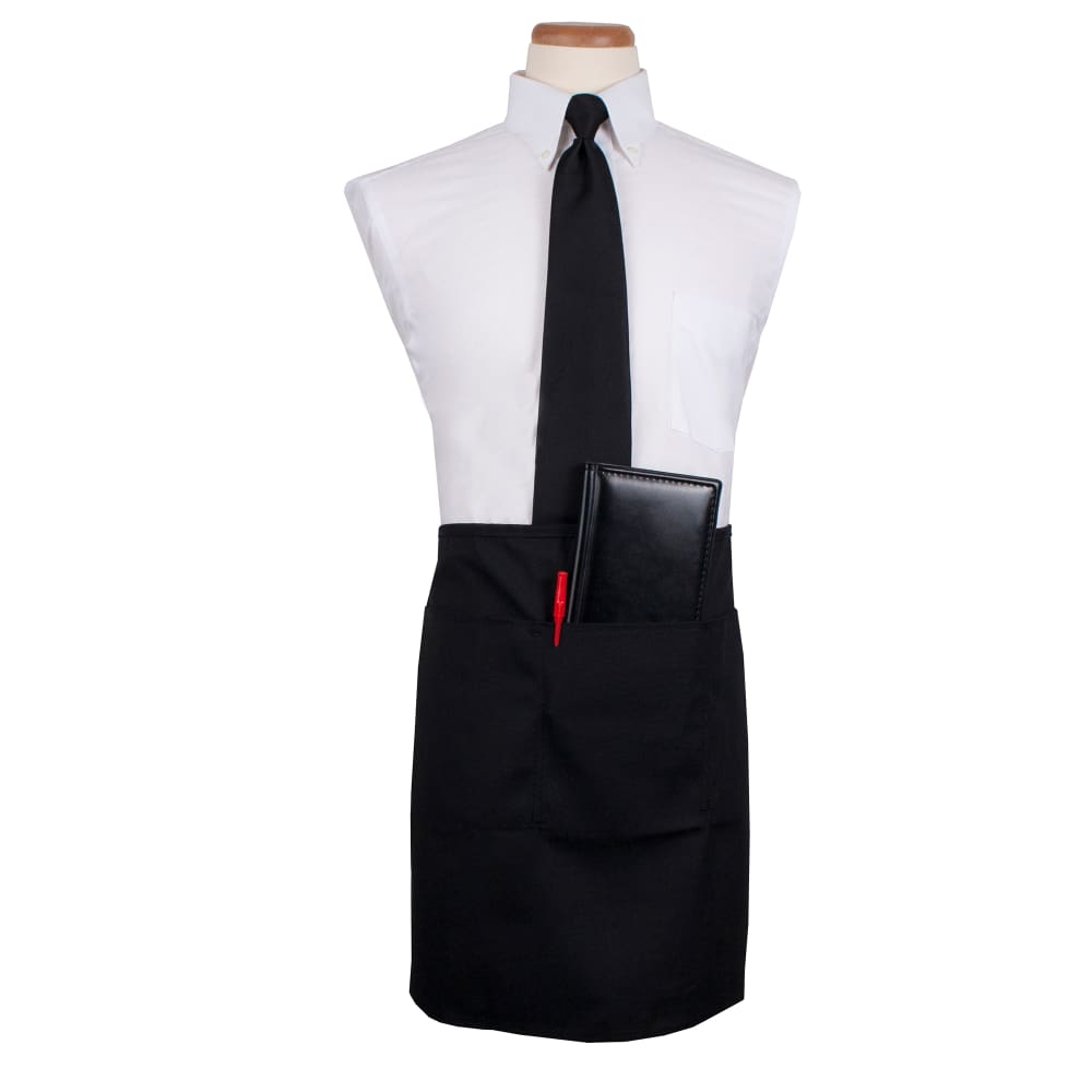 Chef Revival 3 Pocket Waist Apron - 26" x 18 1/2", Polyester, Black (CL3PWACELBK-1)